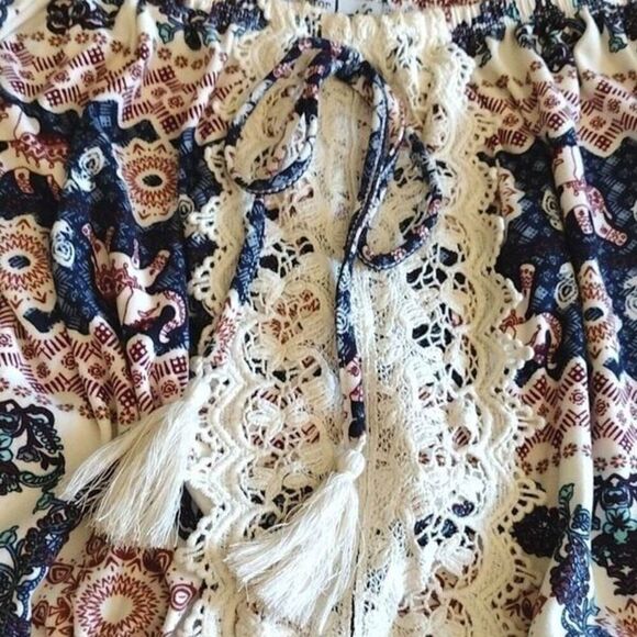 2 Short Sleeve Romper Shorts Sets Crochet Elephant Off Shoulder Size Med - Picture 8 of 12